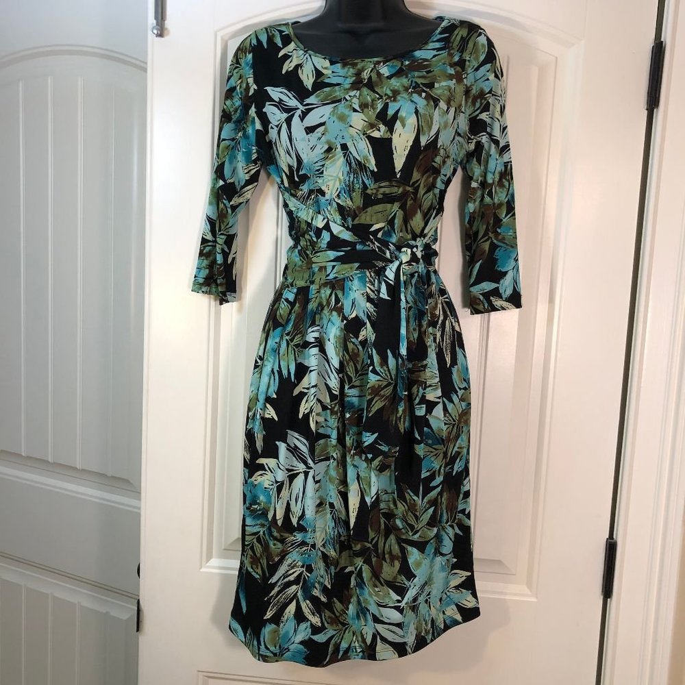 Floral Dress with Wrap Tie in Front